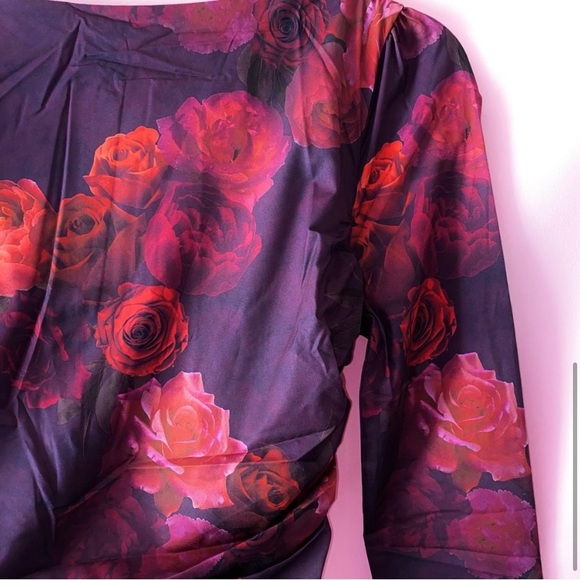 House of CB Lanetta Romantic NEW Floral Dress Medium Purple Burgundy Flower - Picture 4 of 12